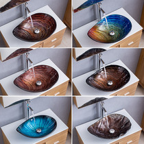 URWASH bathroom tempered glass wash basin hotel creative art basin Oval water drop counter basin homestay