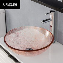 URWASH bathroom tempered glass wash basin Modern art basin Creative round table basin Pink yellow bed and breakfast