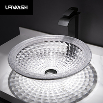 Round tempered glass wash basin hotel bathroom Crystal washbasin transparent table upper basin toilet art Basin