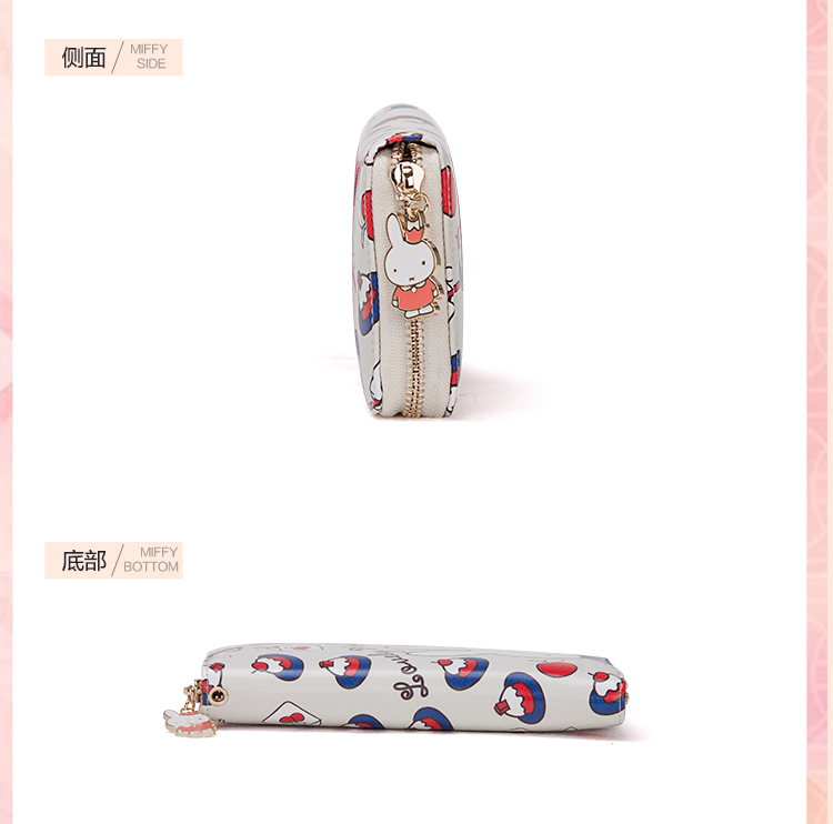 Miffy Miffy dễ thương dây kéo dài ví nữ sinh viên nhỏ pu tươi ví phiên bản Hàn Quốc của ví tiền gấp - Ví tiền ví da bò