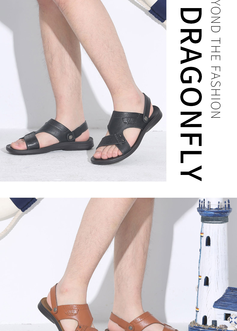 Red sandal mùa hè giày mới đi biển thời trang giày da nam giản dị đôi nam mở sandal da nam