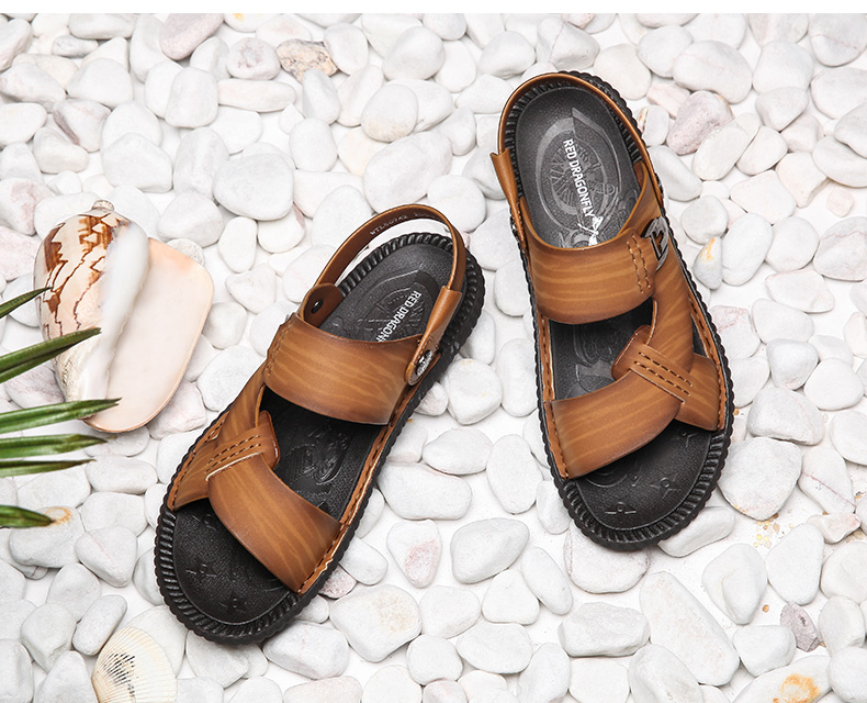 Giày đỏ nam 2018 mùa hè mới phong cách sandal thời trang thoải mái đi biển sandal đôi sandal đôi sử dụng đích thực giày adidas nam