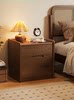 Solid Wood Bedside Table Safe Integrated Home Bedroom Simple Bedside Cabinet Multi-Functional Safe with Fingerprint Password