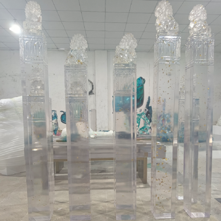 Neoclassical Transparent Resin Pillar Lion Composition Sculpture Pendulum modern villa Composition Decorative Abstract Little-Taobao