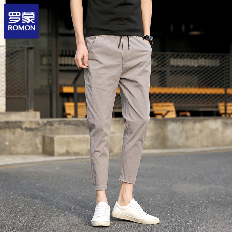 Romon tide brand men's all-match casual pants 2022 new Korean version business slim nine-point pants handsome feet