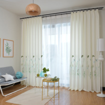Velvet hemp cotton hemp embroidery embroidery thickened curtains shading shading heat insulation curtain cloth custom simple modern living room