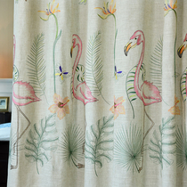 Linen curtains finished embroidery curtain cloth Cotton and Hemp embroidery Nordic wind shading shading Living Room Bay window custom special offer
