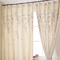 Nordic finished curtains Foreign trade linen embroidery curtains Living room bay window Balcony export tail single linen embroidery curtains