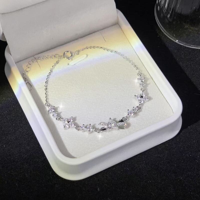 999 Pure Silver Sparkling Starlight Bracelet for Women 2025 New Style Light Luxury Niche Exquisite High-End Feel Best Friend Birthday Gift