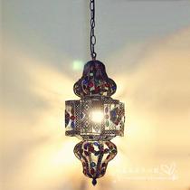 Hanging European-style colored beads wind lamp all hand-made inlaid gemstone electric wind lamp Nepal style chandelier candlestick