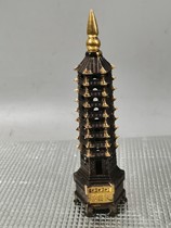 34 antique collection red copper gilt Wenchang Pagoda with elegant shape and old Taoist nine-story pagoda ornaments