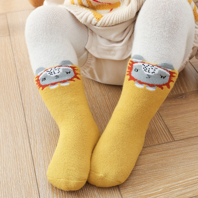 秋冬纯棉加绒婴儿长筒袜3双