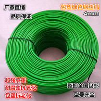 4mm green plastic coated steel wire rope drying rope Grape rack Kiwi pull line shading net Garden shed special rope