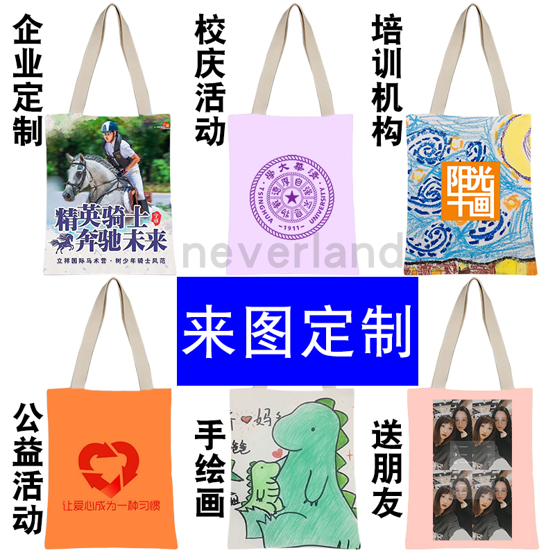 Large one-shoulder canvas shopping bag custom women's bag custom print logo large capacity environmental protection supermarket shopping artifact