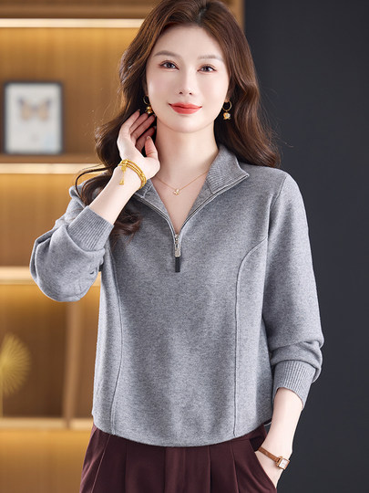 Zipper Half-Turtleneck Sweater for Women, Autumn and Winter Short Style Inner Top, 2025 New Loose Fit, Slimming, Stylish Base Shirt