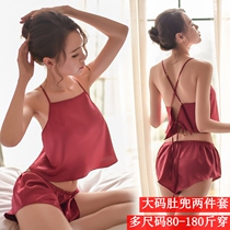 Female belly-style pajama suit Large size belly-style 200 pounds fat sister underwear fun hot court sexy temptation