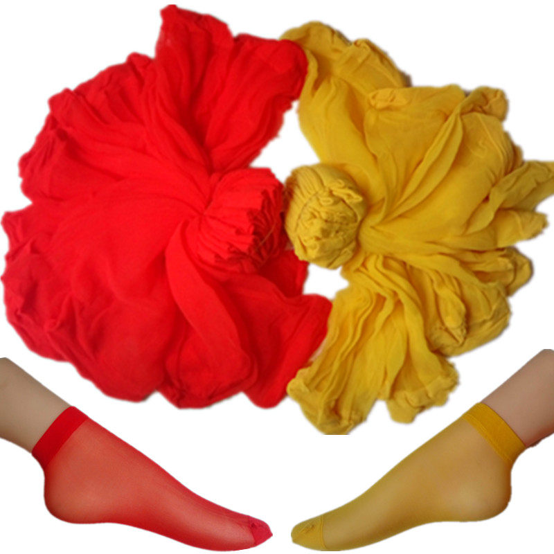 10 Double Wedding Red Socks Yellow Socks Short Drum Thin Overdraft Meat Crystal Silk Stockings Life Lovers to Sox
