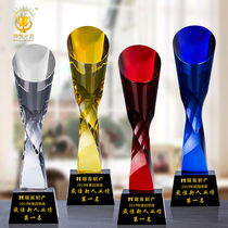 K9 trophy crystal trophy custom red yellow and blue trophy creative competition trophy annual staff Trophy customization