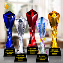 K9 trophy red yellow and blue color crystal trophy customized annual meeting staff Trophy competition Commemorative Prize