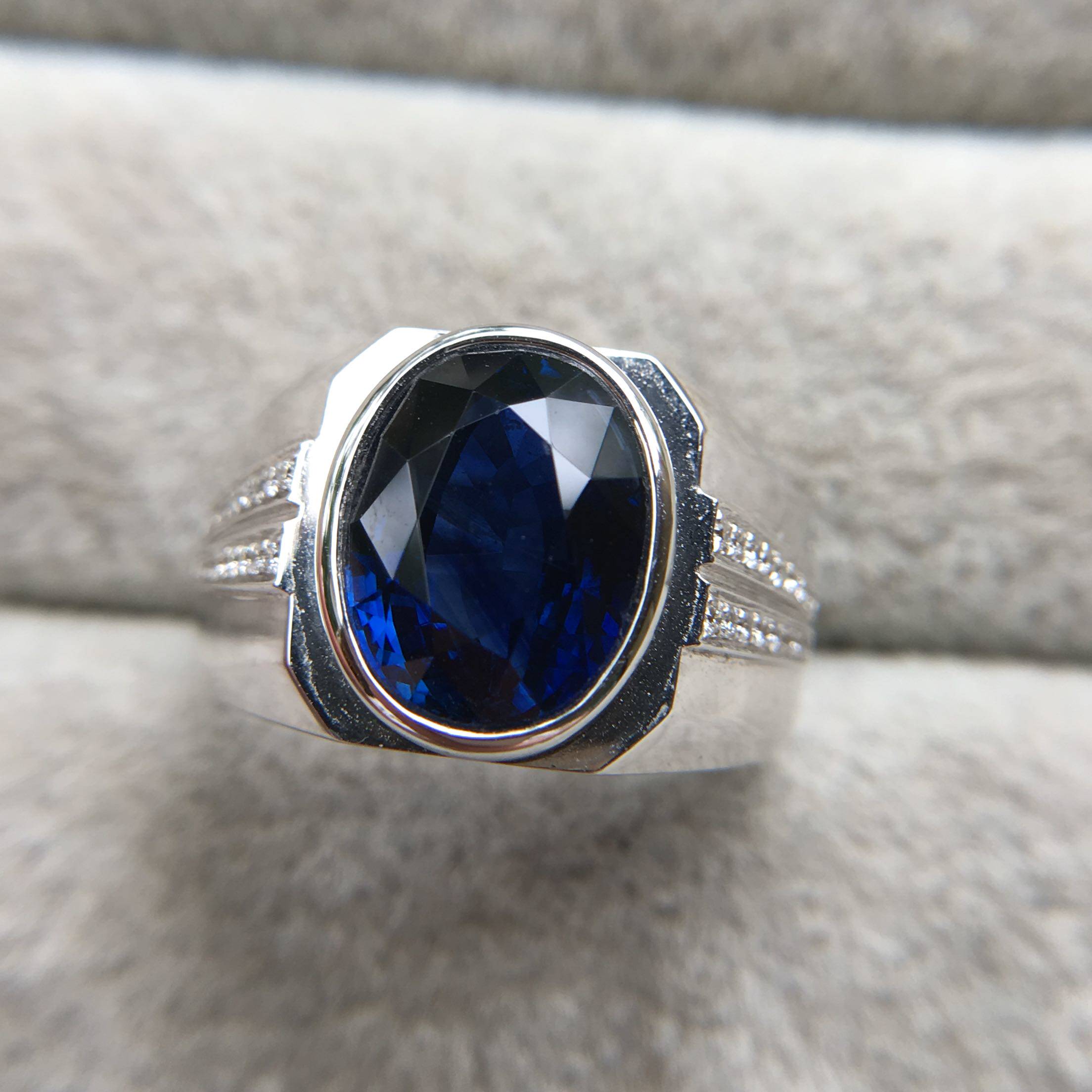 18k gold natural sapphire men's ring cp130098