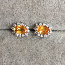 18K Gold Inlaid Diamond Spessartine Fanta Stone Earrings CP130209 Colorful Baby Caibao