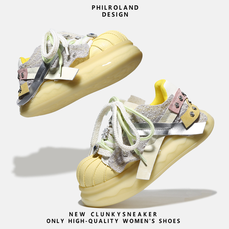 Niche Designer Trendy Brand Shell-Toe Sneakers, Spring and Summer New Popcorn Sneakers, Thick-Soled Height-Increasing Women's Shoes