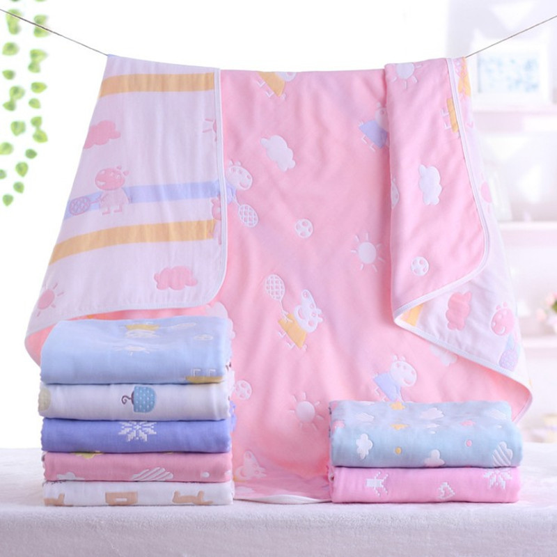 Children's Bath Towel Thick 1.2m Large Size Pure Cotton Gauze Peppa Pig Newborn Baby Soft Swaddle Towel Blanket