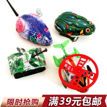  3880 Post-nostalgic tin toy Clockwork winding Frog Tank Mouse Airplane set toy