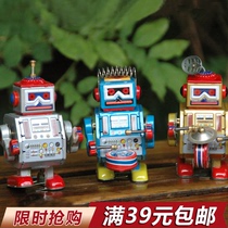  Post-80s nostalgic tin clockwork drumming robot Tin clockwork drumming robot Decorative ornaments