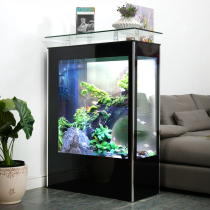 1 meter square fish tank bar ecological fish tank aquarium Glass fish tank Living room small free water household large