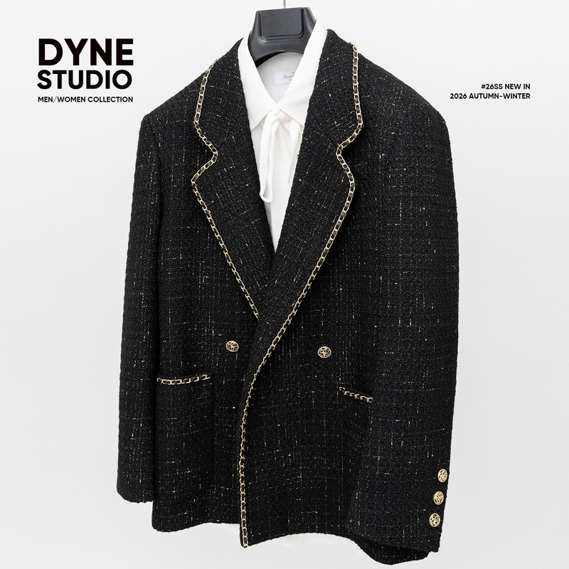 Dyne Studio High-End Craftsmanship Wang Yibo Style Gold Chain Trim Chanel-Style Casual Blazer 8508