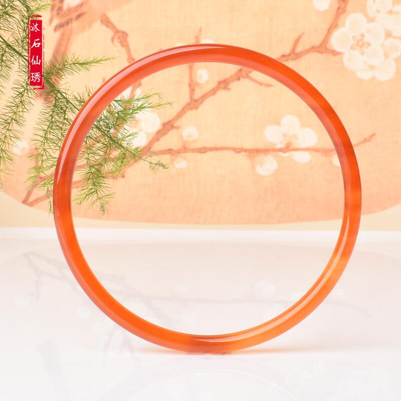 Red Agate Fine Jingle Bell Bracelet, Flower Red and Koi Colored Thin Round Bracelet, Ethnic Style