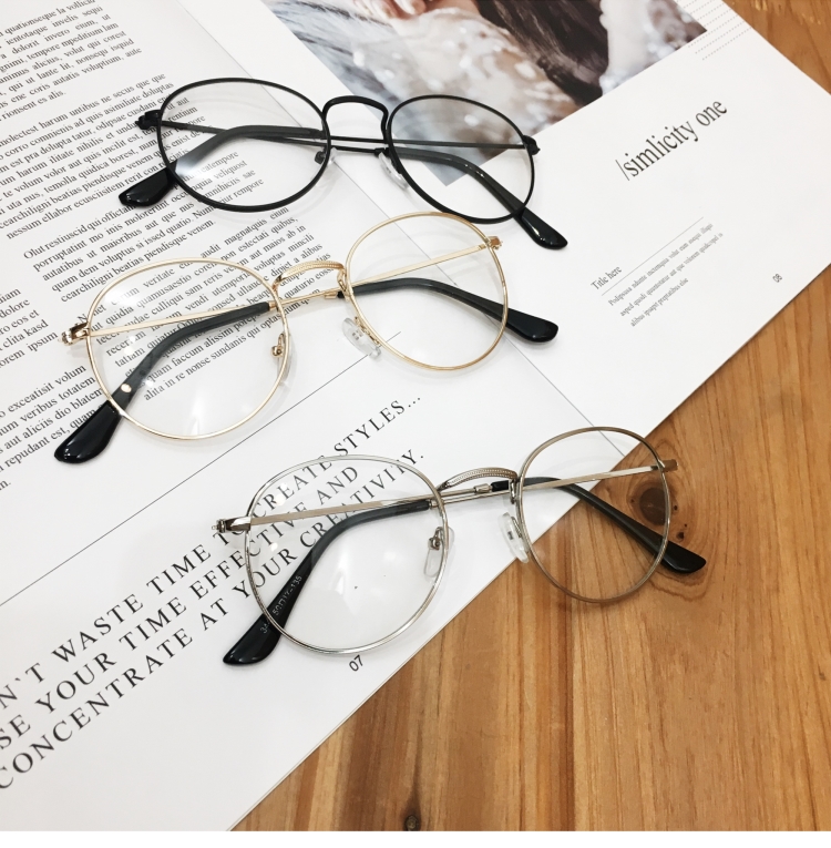 Gió retro với dây chuyền nữ hipster cá tính Harajuku Nhật Bản mạng lưới kim loại màu đỏ kính nam khung - Kính khung mắt kính rayban