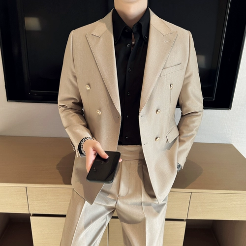 Металлический классический костюм в английском стиле, изысканный стиль, в британском стиле, облегающий крой