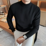 Удерживающий тепло приятный телу трендовый трикотажный свитер для отдыха, высокий воротник, увеличенная толщина