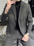 Шерстяной осенний демисезонный комплект, элитный пиджак классического кроя для отдыха, увеличенная толщина, облегающий крой