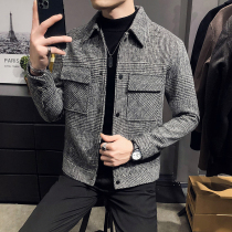 The spring and autumn Maos jacket male short section Supper body 2022 New tide card Turnover Casual Tide Kilowatts of Thousand Birds Plaid Jackets