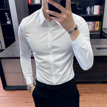 Spring and autumn new shirt mens long sleeve Korean trend slim white shirt mens business dress British style mens clothing