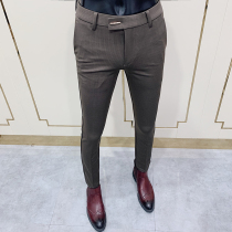 Casual 90% Western pants Male Summer Stripes Long pants Korean version trendy small feet Business Western Pants 2022 New