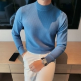 Удерживающий тепло приятный телу трендовый трикотажный свитер для отдыха, высокий воротник, увеличенная толщина