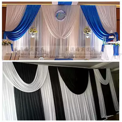 The mourning hall is decorated with a full set of white things. The background cloth shed funeral supplies black and white cloth funeral home gauze cloth.