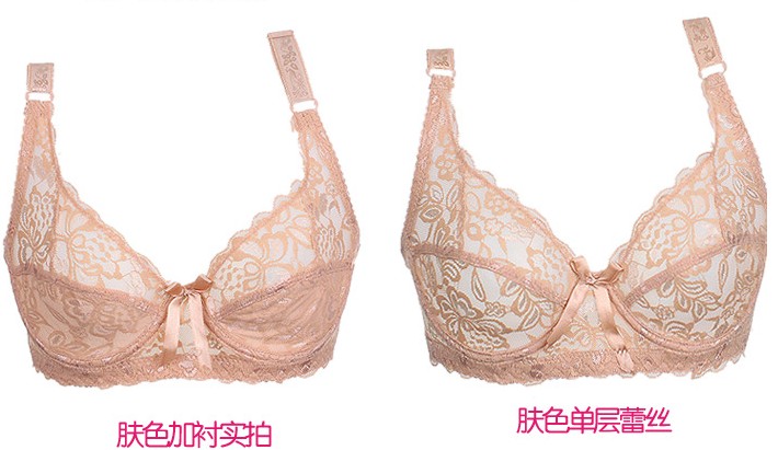 Đồ lót siêu mỏng màu đỏ năm nay của phụ nữ áo ngực ren trong suốt tập hợp áo ngực kích thước lớn ngực lớn là nhỏ áo ngực dây rút