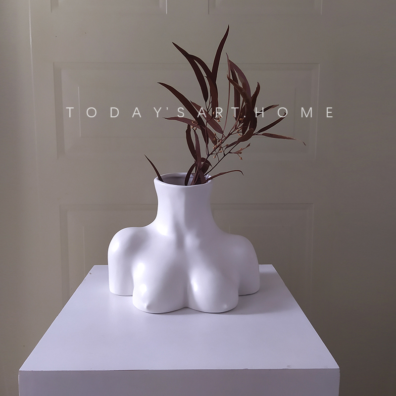 TODAYART MODERN MAN BODY ART VASES SMALL CROWDART RETRO FLORAL CERAMIC PERSONALITY FLOWER ARRANGEMENT TABLETOP PENDULUM