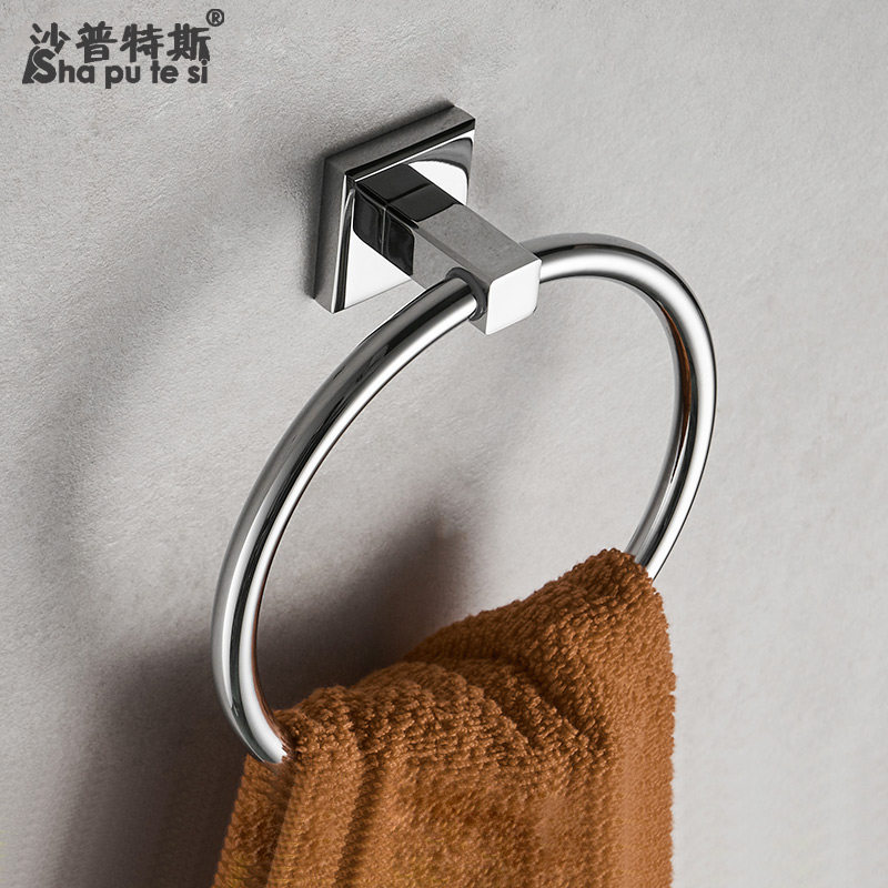 Towel ring towel ring all copper round towel rack toilet hand towel rack bathroom hanging ring simple punching hole