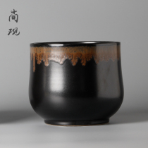 Japanese retro rough pottery water Tea washing pen washing ceramic tea slag tank household slag bucket large Jingdezhen washing Jianshui