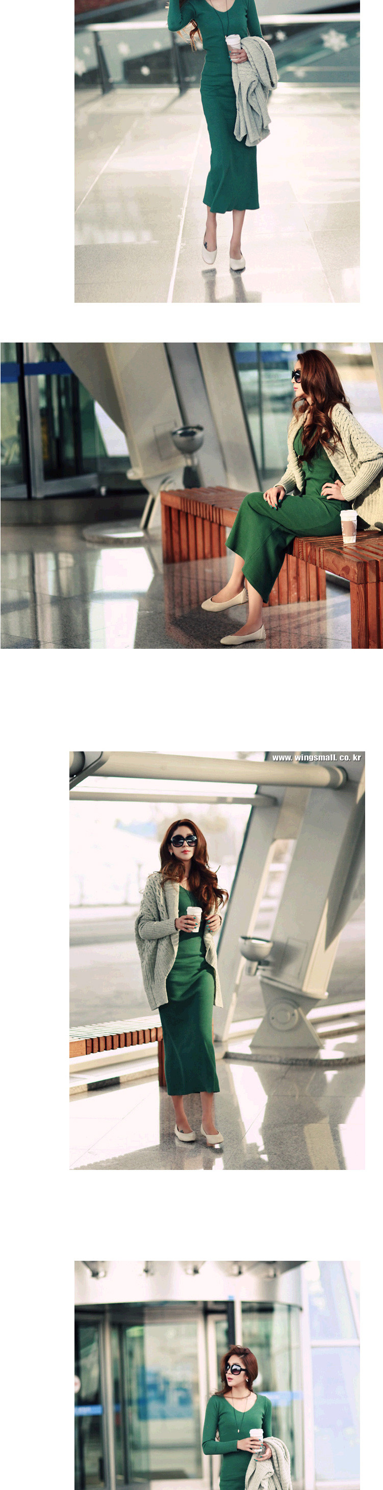 Korean women's new autumn and winter long-sleeved long knitted long skirt Slim base skirt NSYF1078