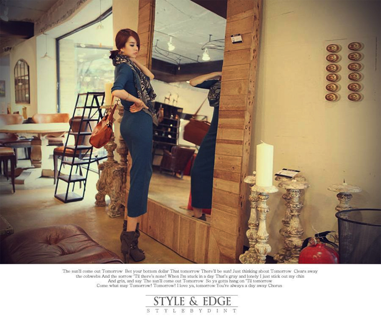 Korean women's new autumn and winter long-sleeved long knitted long skirt Slim base skirt NSYF1078
