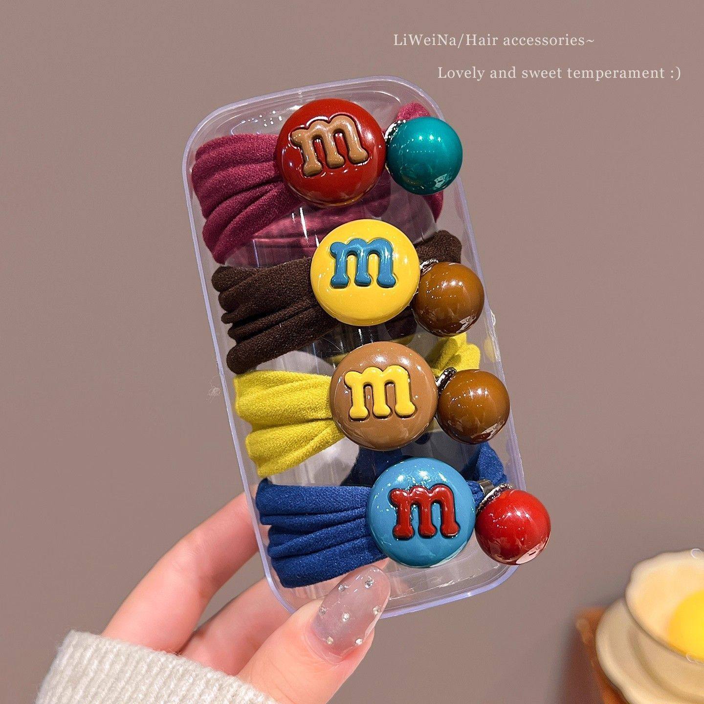 Colorful Beaded Hair Ties for Women, High Elasticity, Durable Rubber Bands, Elegant Low Ponytail Hair Ties, Children's Hair Accessories