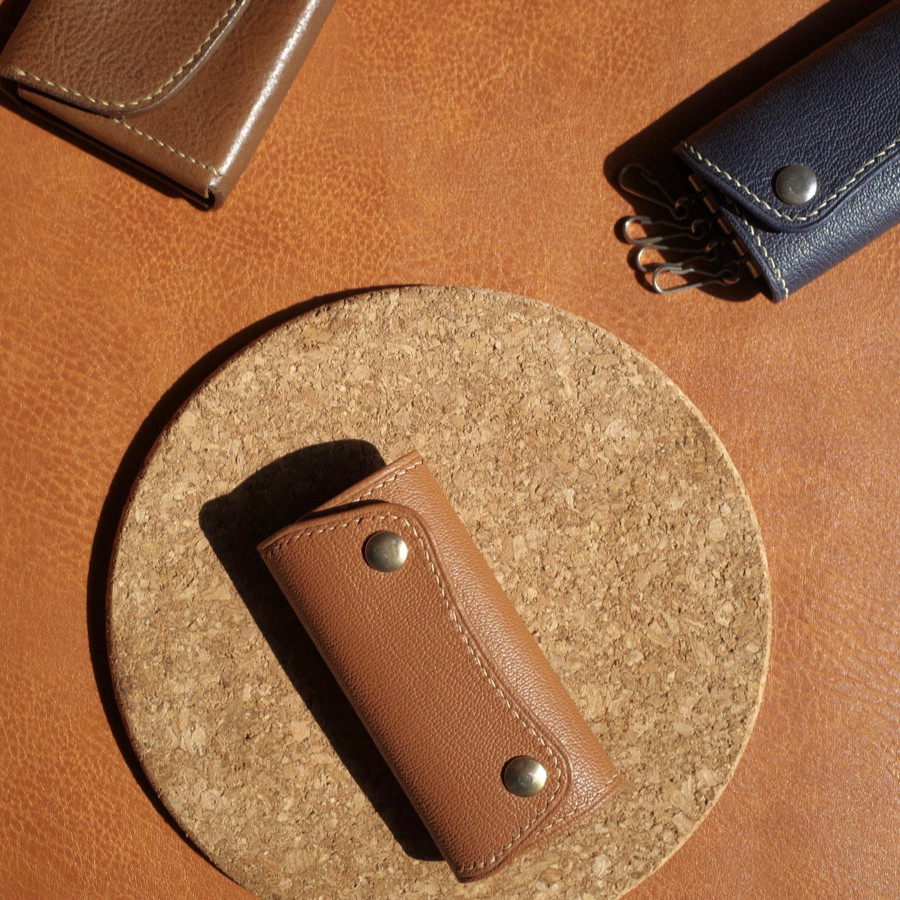 Brief Goat Leather Bull Leather Key Bag Genuine Leather Key Buckle Girls' Day Gift Custom Interior Handmade Leather