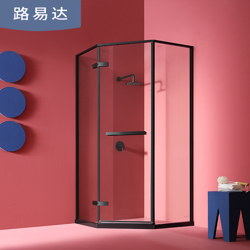 Luida Diamond Type Shower Room Black Custom Home Bathroom Dry Wet Separation Partition Tempered Glass-Taobao